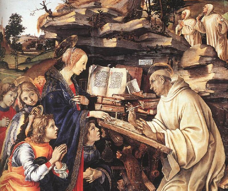 LIPPI, Filippino Apparition of The Virgin to St Bernard (detail) sg Spain oil painting art